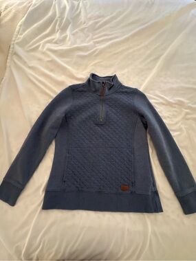 L.L. Bean Quilted Half-Zip Pullover in Heather Blue